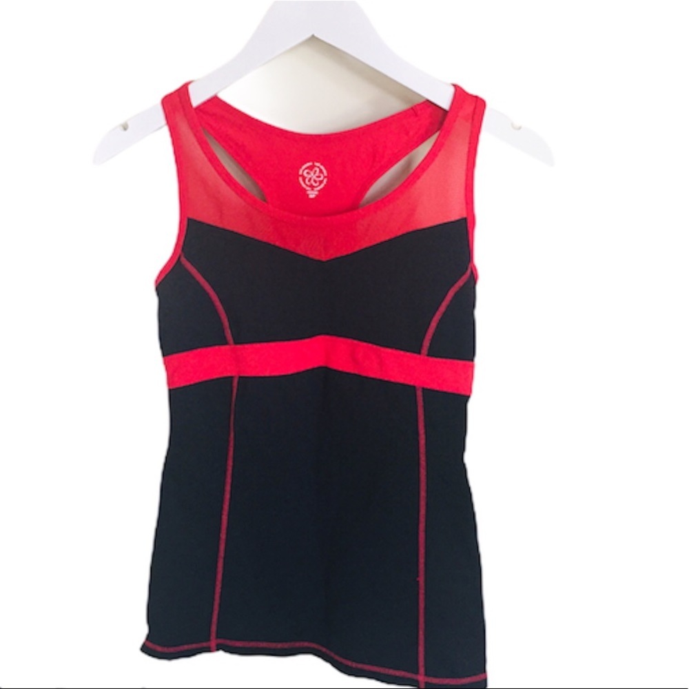 TUFF ATHLETICS Racerback Tank With Shelf Bra Red/Black Size Small